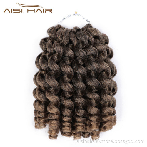 Aisi Hair 8 Inch Multi Color Jumpy Wand Curly Crochet Braids Jamaican Bounce Synthetic Crochet Hair Extension For Black Women